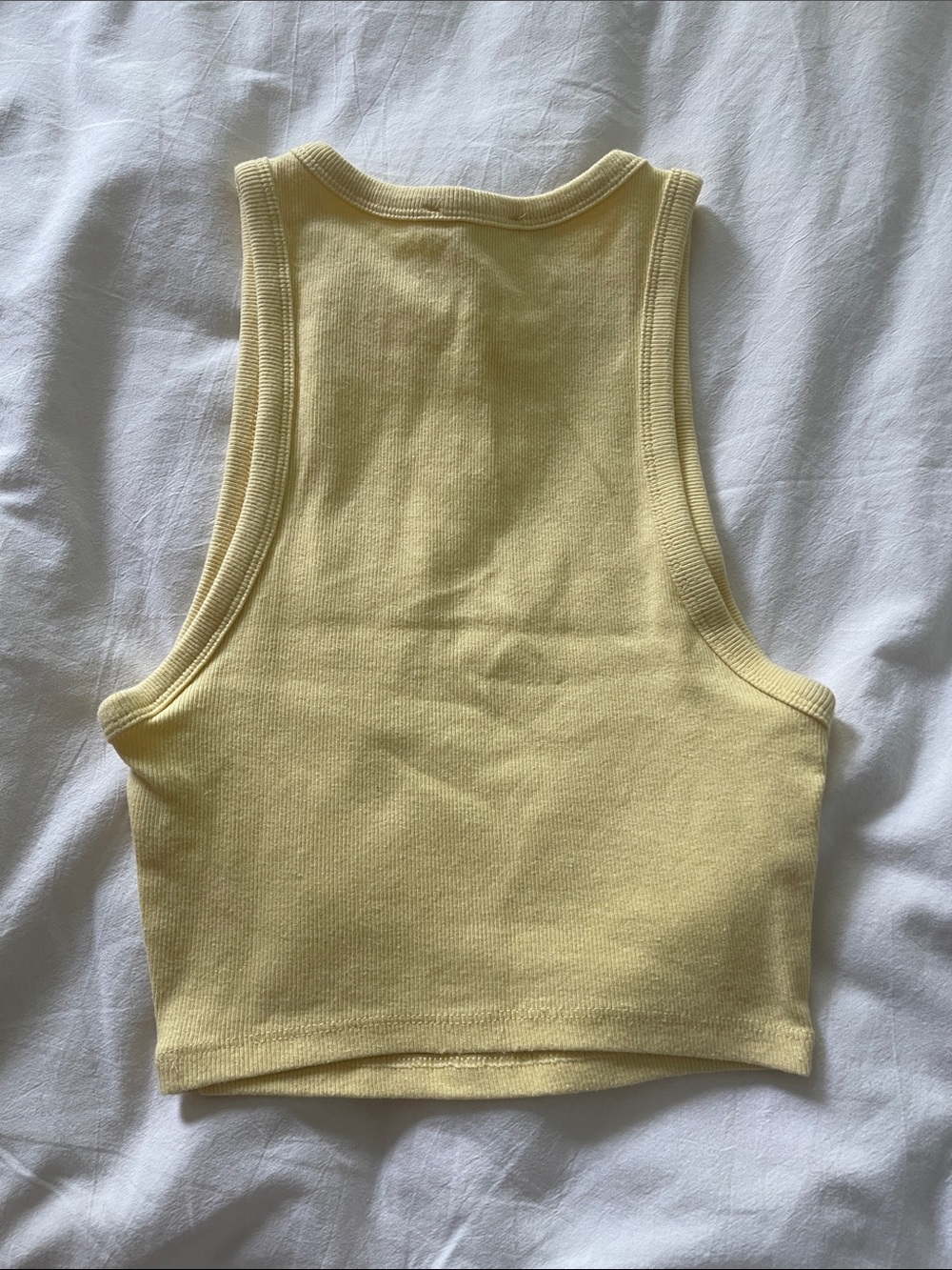 Sleeveless Yellow Ribbed Tank Crop Top - Picture 2 of 3